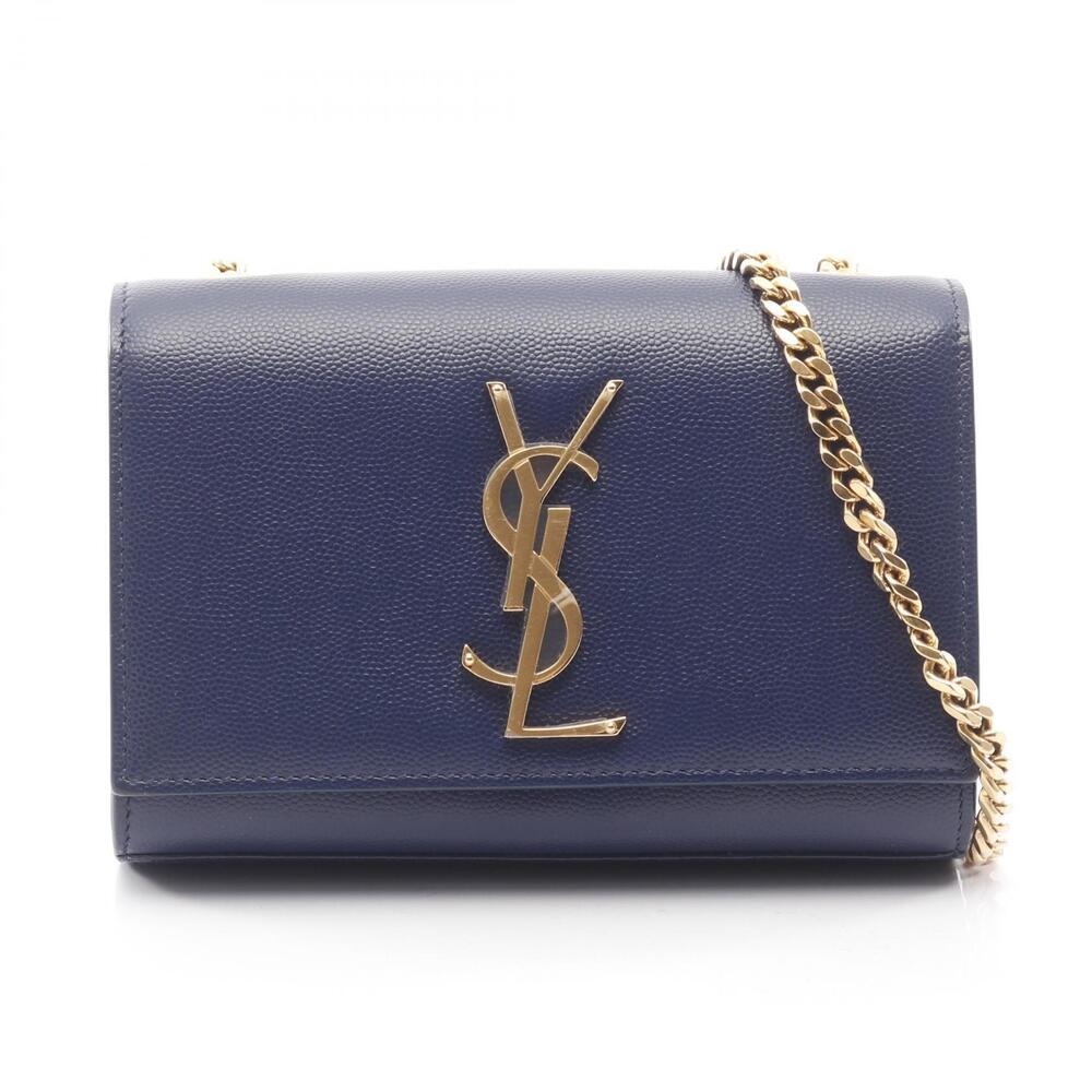 Saint Laurent Paris Kate Shoulder Bag Leather Navy Blue